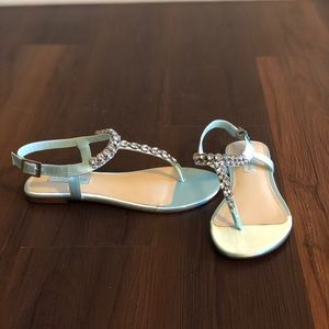Betsey Johnson glam light blue flats